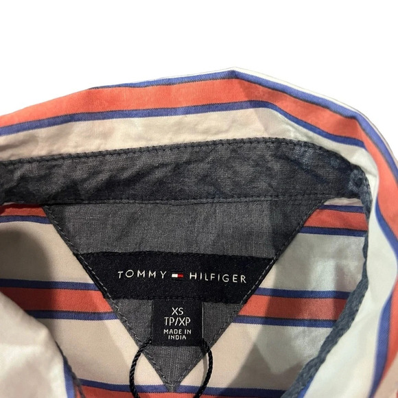 Tommy Hilfiger‎ Women's Sleeveless Orange & White Stripe Button Up Shirt Size XS - Picture 3 of 4
